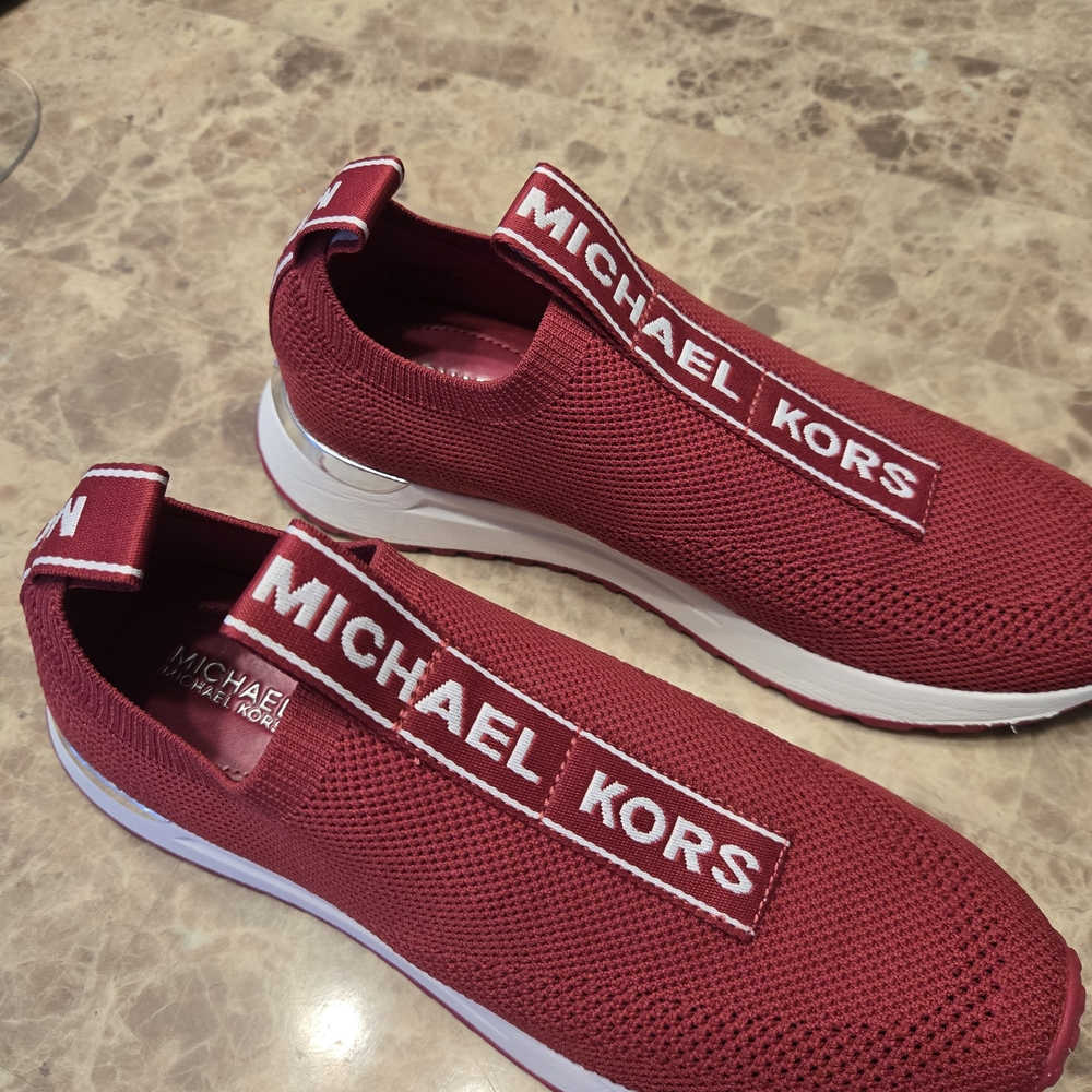 Michael Kors Womens Dark Raspberry Slip-On Sneakers